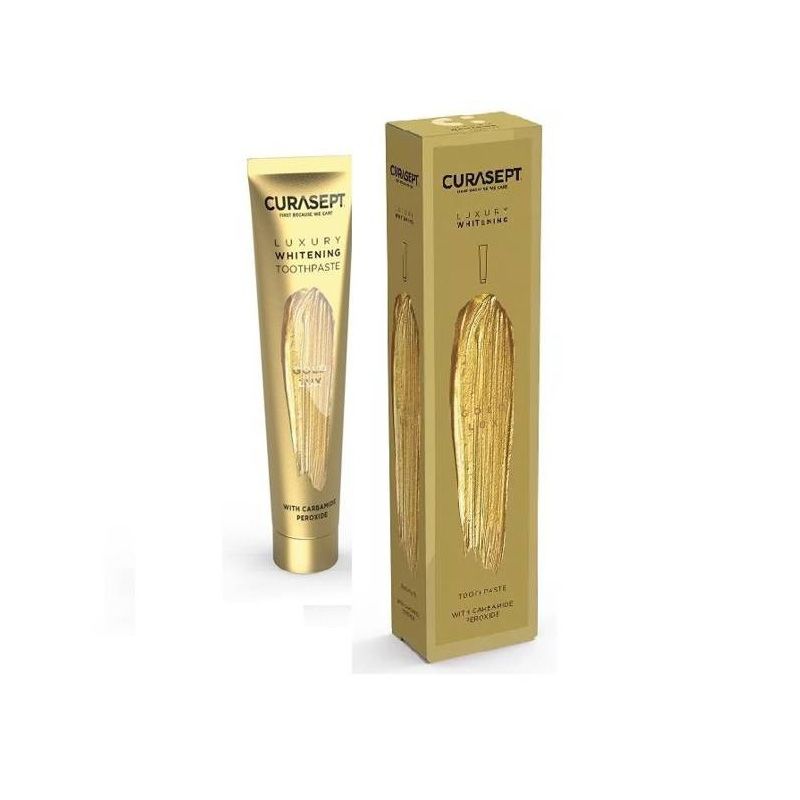 Набор Curasept Whitening Luxury System Gold Lux, отбеливающая зубная паста с золотом и зубная щётка — фото 2
