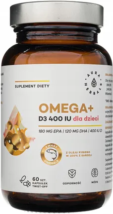 Набор для детей Aura Herbals, омега-3 с витамином D3 800 МЕ в капсулах и витамин D3 Baby 400 МЕ в каплях — фото 2