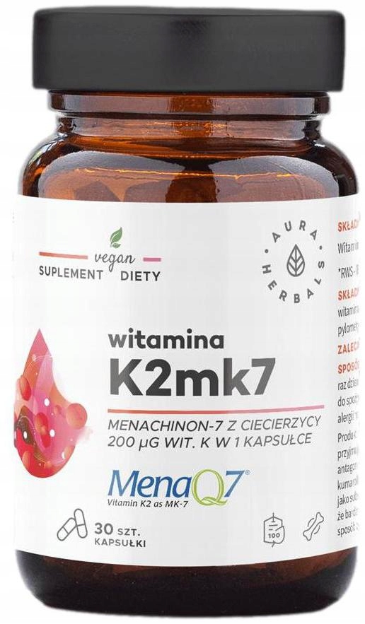 Витамин K2 Aura Herbals MK-7 MenaQ7 200 мкг, 30 капсул
